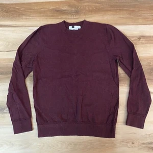 Topman Sweater Mens Medium Crewneck Burgundy Red Cotton Knit Long Sleeve - Picture 1 of 9