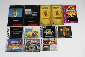 (12) Video Game Manual Lot Nintendo GameBoy SNES Sega Mario Kirby Jurassic Park - Picture 1 of 5