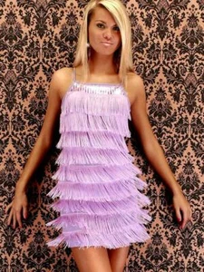 GLAMOUR FRINGE DRESS WITH SEQUINS __ Sizes: XS, S, - Picture 1 of 2