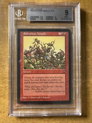 Magic The Gathering✨RELENTLESS ASSAULT ✨Visions BGS 9 MINT 1997 RARE MTG POP 1 ! - Image 1 of 2