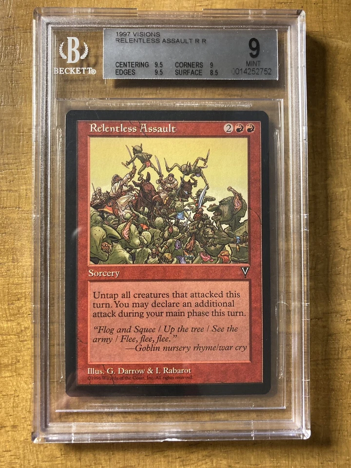 Magic The Gathering✨RELENTLESS ASSAULT ✨Visions BGS 9 MINT 1997 RARE MTG POP 1 ! - Image 1 of 2