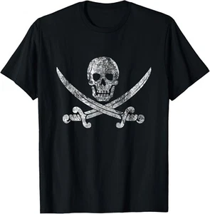 Vintage Pirate Flag Skull Gift Tee Unisex T-Shirt - Picture 1 of 4