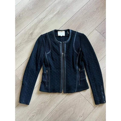 Rebecca Taylor Black Quilted Moto Jacket Leather Trim Zip Front Women's O - Image 1 of 4