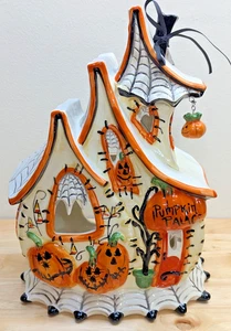 NEW Blue Sky Clayworks Halloween PUMPKIN PALACE Stitched Pumpkin Tea Light NWT - Picture 1 of 7