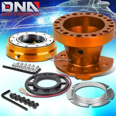 ADAPTADOR DE CUBO DE VOLANTE LARANJA 6 FUROS + LIBERAÇÃO RÁPIDA AJUSTE 90-91 CIVIC/INTEGRA - Imagem 1 de 4