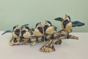 SELTENE Vintage Capodimonte FÜNF BLAUE VÖGEL AUF ZWEIG Porzellanfigur, 13" Länge - Bild 1 von 15