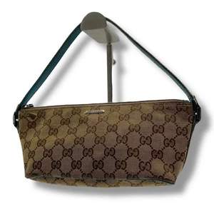 GUCCI Accesorio Bolsa Bolso de Mano Beige Bolsa en Forma de Barco GG Lona Usado Seguimiento - Imagen 1 de 18