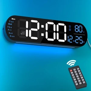 Digital Wall Clock Large Display, 13.7 inch Large Digital Wall Clock with RGB... - Picture 1 of 9