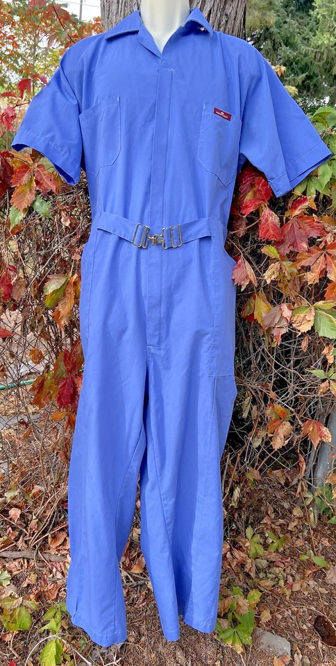 Vintage Unisex Jumpsuit44 Regular Coverall Para Suit Blue Belted Zip Retro - Image 1 of 4