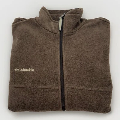 Chaqueta marrón polar vintage Columbia para exteriores grande con cremallera completa cuello falso para hombre Foto 1 de 4