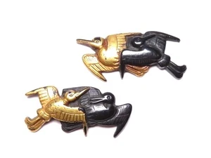 Edo Meiji period Japan antique shakudo gold inlay dual color bird Menuki no box  - Picture 1 of 7