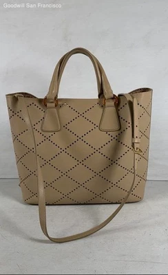 Prada Brown Leather Diamond Classic Detachable Strap Double Handle Satchel Bag - Image 1 of 4