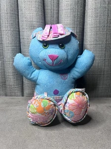 Vintage Doodle Teddybär Plüschtier blau rosa Stofftier Schirmmütze JAKKS 15 Zoll 2004 - Bild 1 von 9
