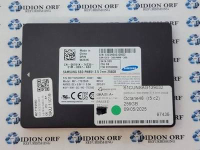 SAMSUNG PM851 256GB 2.5" SATA SSD MZ-7TE256D, Grade A+, SKU 11019 - Image 1 of 2