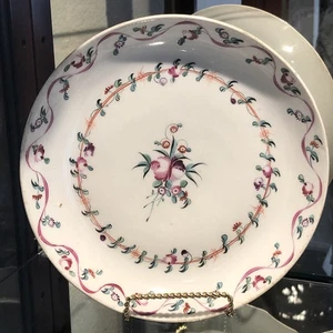 Feine Porzellanschale 18. Jh. New Hall handbemalt rosa Band um 1795 - Bild 1 von 3