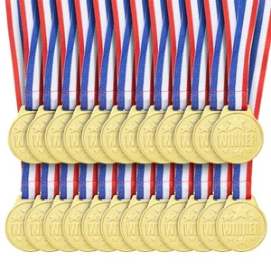24 Pack Gold Medals for All Ages, 1.5" Participation Awards, 15.3" Neck Ribbon - Picture 1 of 9