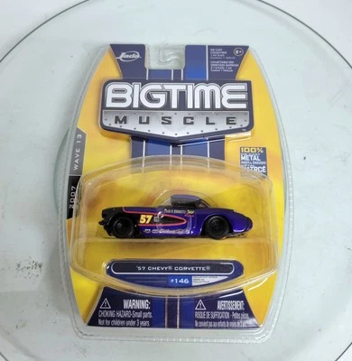 3.25" Jada Big Time Muscle 1957 Chevy Corvette Purple 1:64 Scale Car - Image 1 of 4