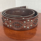 Just Cavalli Brown Leather Studded Belt Size 90