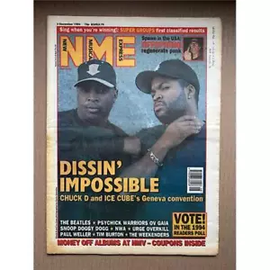 CHUCK D AND ICE CUBE NME MAGAZINE DEC 3 1994 - CHUCK D AND ICE CUBE COVER - Picture 1 of 1