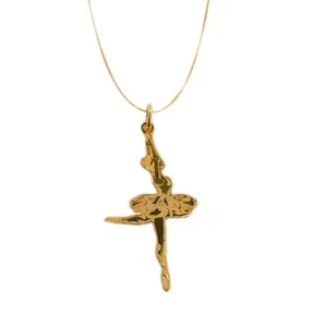 925 Silver Gold Girl Classical Dance Chain Pendant Ballerina Necklace - Picture 1 of 4