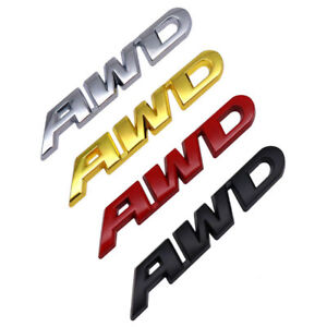 2x AWD Four-wheel Drive Letter Sticker Metal Rear Trunk Decals Universal