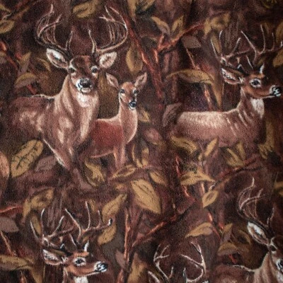 Wildlife Buck Deer Hunter's Cabin Handmade Throw Blanket 65"L x 50"W - Image 1 of 4