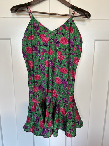 UNDERCOVER Abito da notte vintage VICTORIA’S SECRET etichetta oro slip verde floreale medio