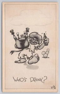 Who's Drunk with Beer Carrying His Horse Artist Signed Comic Postcard - Picture 1 of 2
