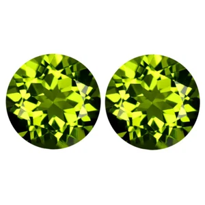 4.39 ct (2pcs) MATCHING PAIR Excellent Round (8 x 8 mm) Green Peridot Genuine - Picture 1 of 1