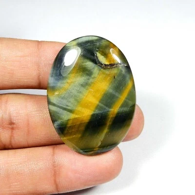 Polished Blue Tiger Eye Cabochon 40x30mm Oval Shape Natural Gemstone Loose #8548 - Image 1 of 4
