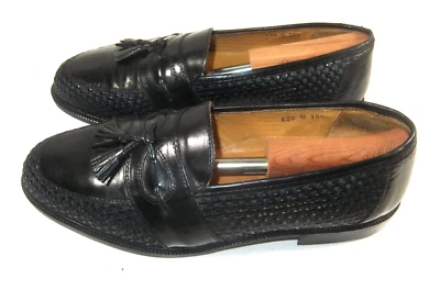 Stanley Blacker Size 10.5 M Black Kiltie Tassel Loafers Shoes Made in Italy - Image 1 of 4
