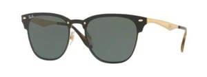 Ray Ban Blaze Clubmaster Black Arista Gold Sunglasses RB3576N 043/71  G15 47mm - Foto 1 di 10