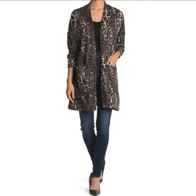 Novo Cardigã Santuário Animal Estampa de Leopardo Suéter Acampamento Patch Bolso Malha M - Imagem 1 de 4