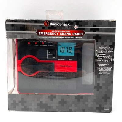 Radio Shack Emergency Crank Radio AM FM Weather Band USB Charging New Box Wear - Image 1 of 4