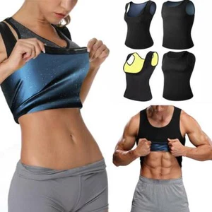 Men & Women Sauna Sweat Shaper Weight Loss Waist Trainer Vest Workout Tank Tops - Picture 1 of 30