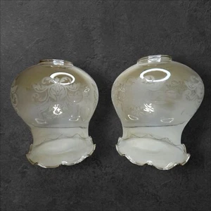 💡Alter Lampenschirm Globus aus transparentem Glas Blumenmuster weiß Vintage - Bild 1 von 12