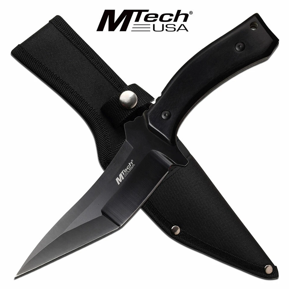 Cuchillo de caza MTECH 11" Full Tang hoja fija EDC daga mango de madera Outdoo 88Bk Foto 1 de 1