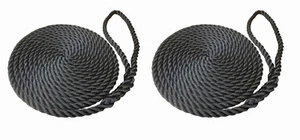 2 x 12 MTS OF 16MM BLACK SOFTLINE MOORING ROPES / WARPS / LINES BOATS - Picture 1 of 1