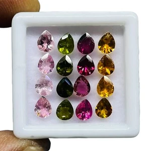 16 Pcs Natural Tourmaline 5x4mm Pear Cut Loose Untreated Gemstones Lot 5.45 Cts - Picture 1 of 8