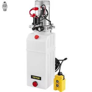 12 V 8 L Pompe Hydraulique Simple Effet avec Réservoir Plastique Remorque Auto - Zdjęcie 1 z 12