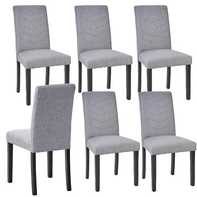 Conjunto de cadeira de jantar 4/6 encosto alto sem braços tecido de linho banquinho cozinha sala de jantar - Imagem 1 de 4
