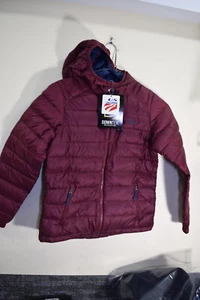 L.L. Bean Ultralight Packable 650 Down Hooded Jacket Boys M 10 12 Maroon Red NEW - Picture 1 of 19