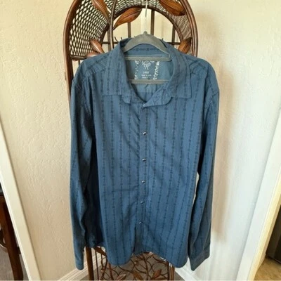 Prana Blue Dress Shirt with Subtle Pinstripes - Image 1 of 4