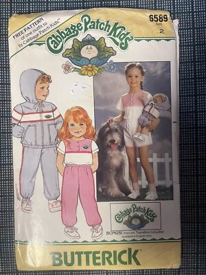 Butterick 6589 Cabbage Patch Kids Girls Hoodie & Sweatsuit Pattern Size 2 - Image 1 of 2