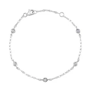 Conjunto de bisel de estación de pulsera de diamantes de oro blanco de 14 quilates por yarda 0,10 quilates natural - Imagen 1 de 5