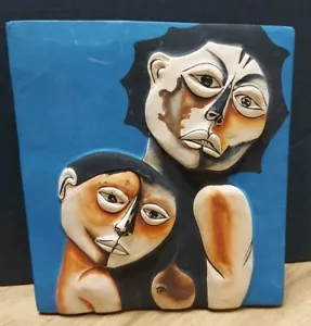 Tile Sculpture Ceramic Pottery California Modern Oswaldo Guayasamin Ecuador Era - Picture 1 of 10