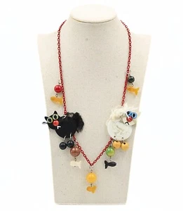 Spectacular Vintage Retro Lucite Cat Figural Dangle Stunning Unique Necklace - Picture 1 of 10