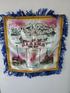 Funda de almohada de satén vintage de Alaska con flecos azules MADRE Jefe Johnson Iglesia Rusa - Imagen 1 de 6