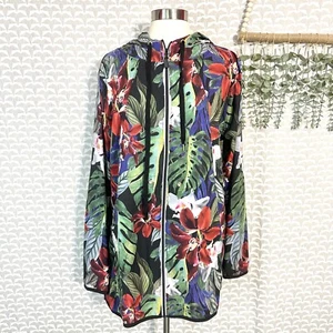 C&C California Tropical Flower Bomber Jacket Lightweight Size L NWT ($88) FLAW - Picture 1 of 11