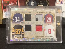 2022-23 LEAF IN THE GAME USED HOCKEY MATTHEWS,OVECHKIN,CROSBY, QUAD PATCH SSP#/4